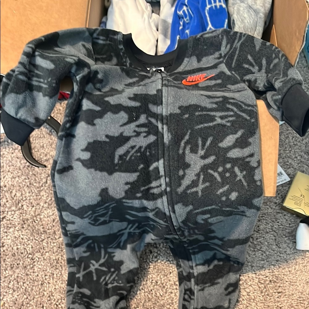 Nike Black and Gray Footies One Piece fleece